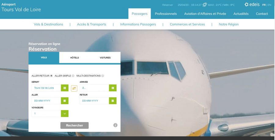 Nouveau site internet de l'Aéroport de Tours
